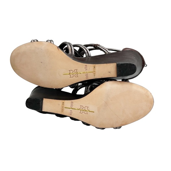 DOLCE VITA Silver & Brown Gladiator Wedge 7 - Picture 6 of 8